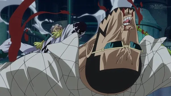 Vice Almirante Smoker batendo - Foto do Anime One Piece