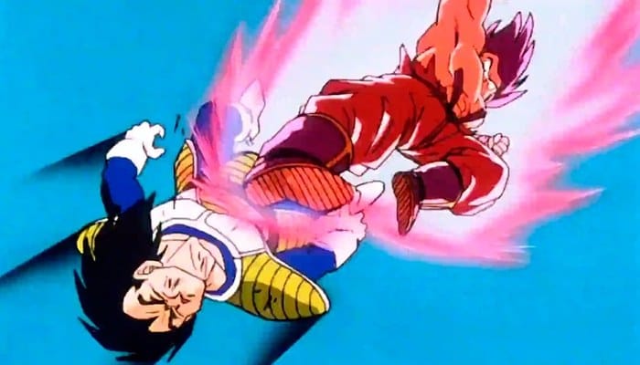 Goku usa Kaioken contra Vegeta em Dragon Ball Z