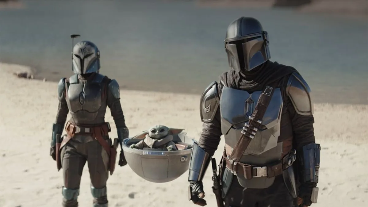 o que assistir antes de mandaloriano e grogu - cena de Mando Bo-Katan e Grogu na Temporada 3