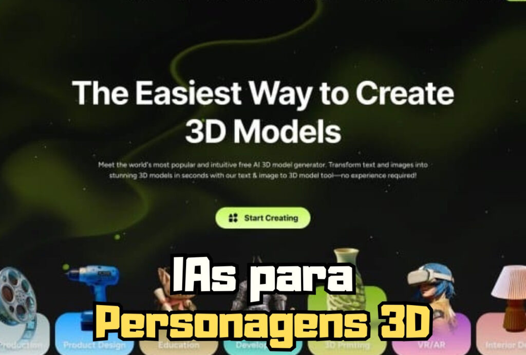 Capa Top 5 IAs para criar personagens 3D em 2026