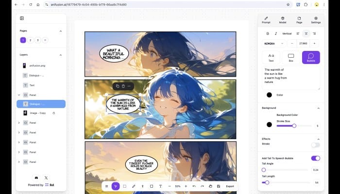 Anifusion IA criando mangá estilo japonês