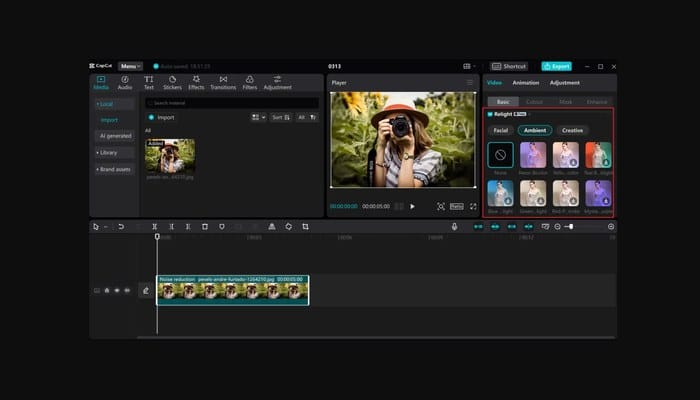 ias para editar videos profissionais - interface CapCut