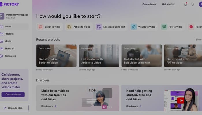 ias para editar videos profissionais - Pictory AI