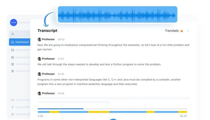 Notta AI transcrição em português