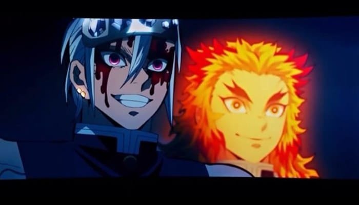animes de luta dublados - Rengoku enfrentando Akaza em Demon Slayer
