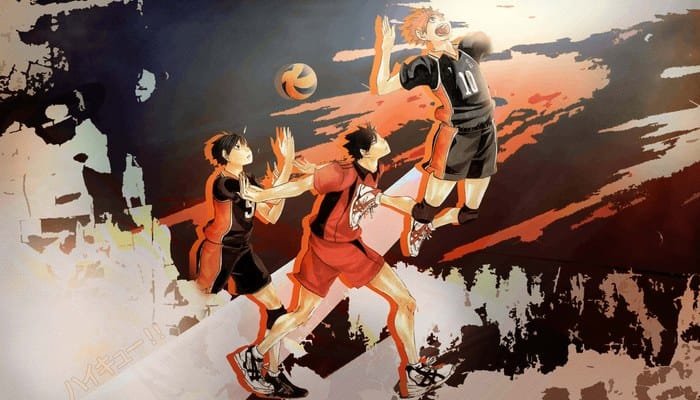 animes de vôlei - Haikyuu com Shoyo Hinata saltando para o saque