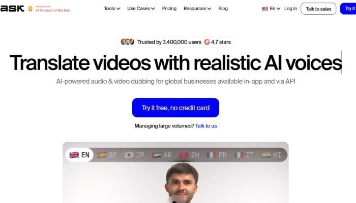 IAs para traduzir vídeos - Rask AI dashboard localização