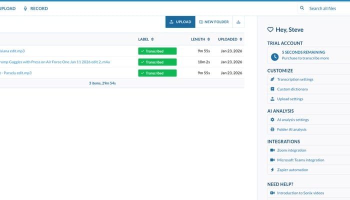 IAs para traduzir vídeos - Sonix AI transcrição