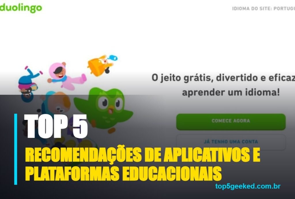 recomendações de aplicativos e plataformas educacionais - capa do Top 5 Geeked