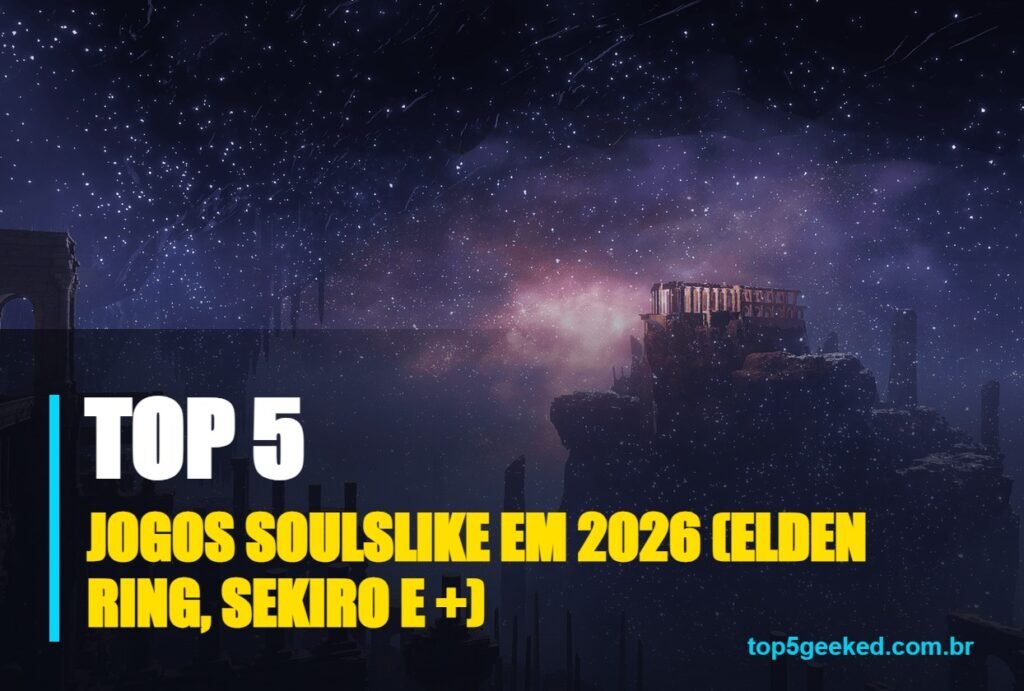 jogos soulslike em 2026 (elden ring, sekiro e +) - capa do Top 5 Geeked