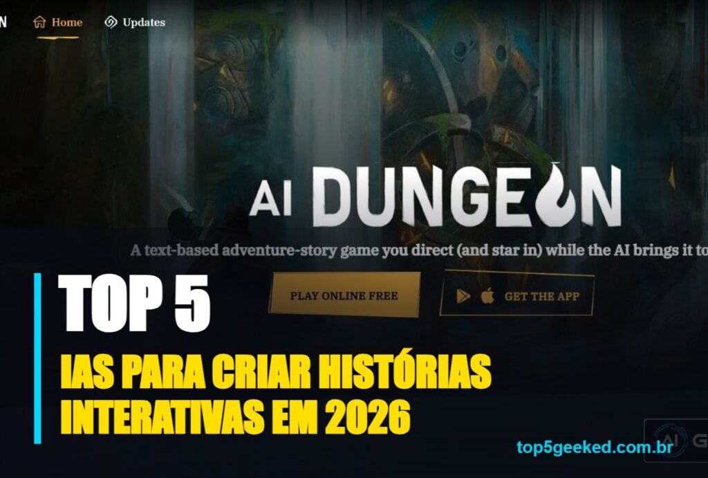 ias para criar histórias interativas em 2026 - capa do Top 5 Geeked