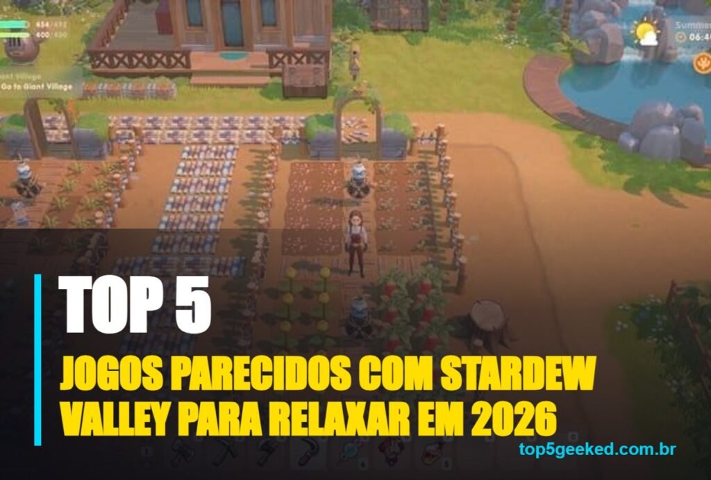 jogos parecidos com stardew valley para relaxar em 2026 - capa do Top 5 Geeked