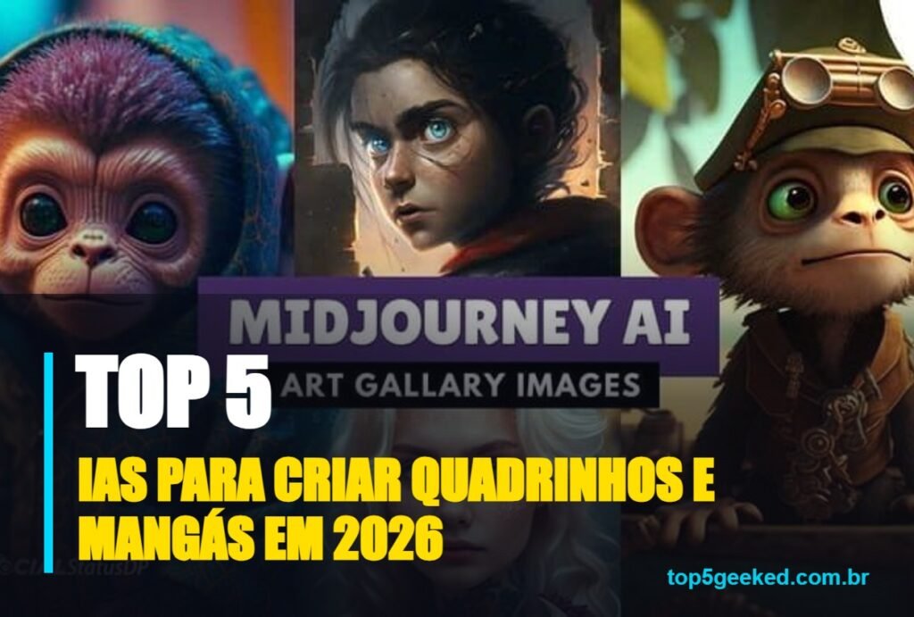 ias para criar quadrinhos e mangás em 2026 - capa do Top 5 Geeked