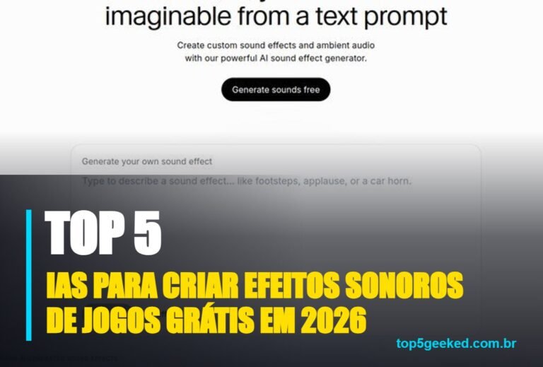 ⭐ TOP 5 IAs Para Criar Efeitos Sonoros de Jogos Grátis em 2026!